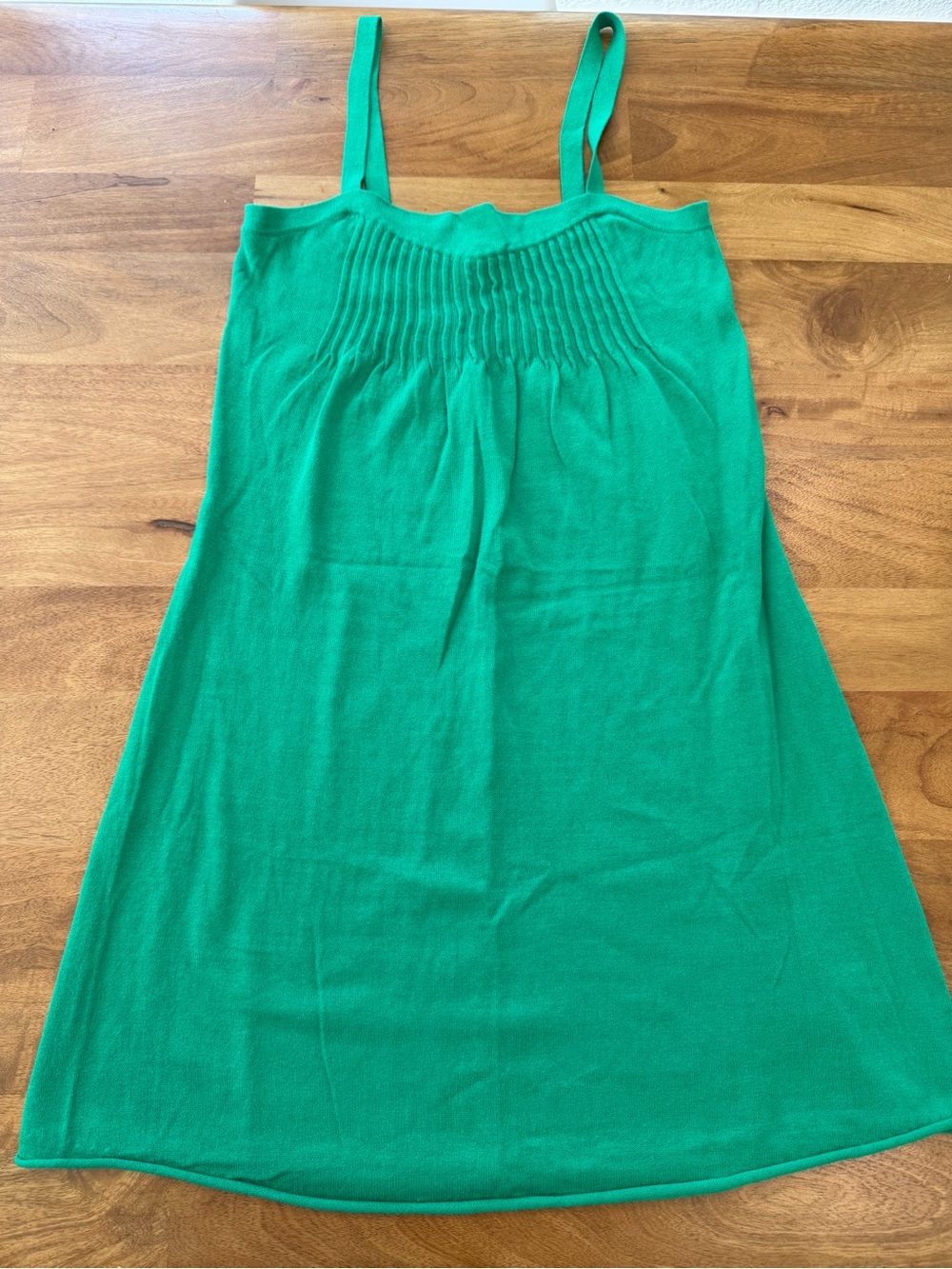 Moth Bright Green Knit Sundress with Smocked Bust